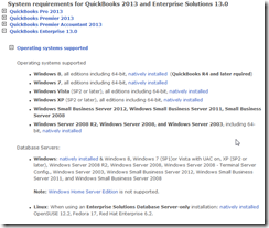 System requirements for QuickBooks 2013 and Enterprise Solutions 13.0